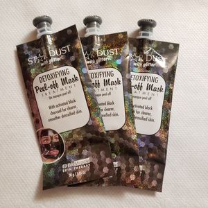 3 Star Dust Glitter Peel Off Face Masks- Charcoal